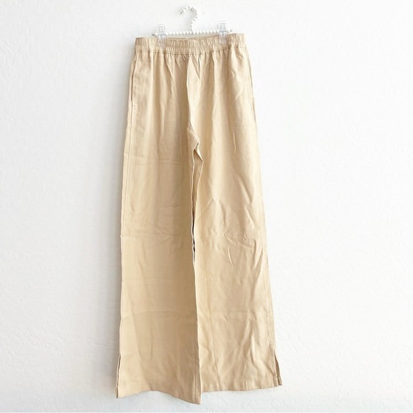 Open Edit Women's Wide Leg Pull-On Pants Beige Tan Elastic Pockets Small - Picture 1 of 6